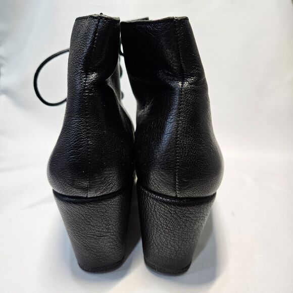 BCBGeneration Womens Kenan Leather Ankle Boot Size 8 Black Chunky Platform Wedge - Picture 5 of 13